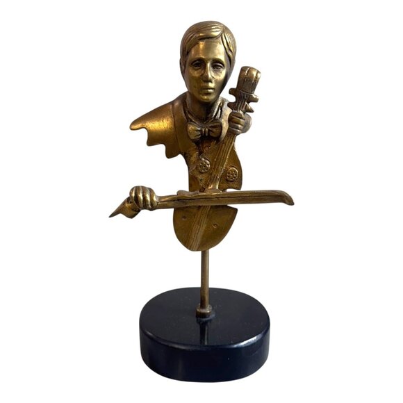 Vintage Art Deco Style 8” Music Musician Violin Player Brass Figure Statue Gift - Picture 1 of 7